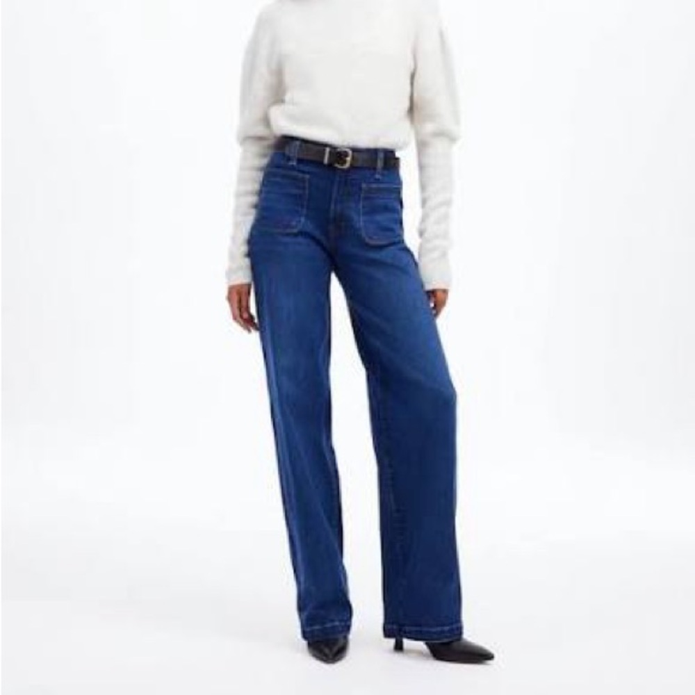 Madewell the Petite Emmett Wide Leg Jean in Allentown Wash - Size 24P